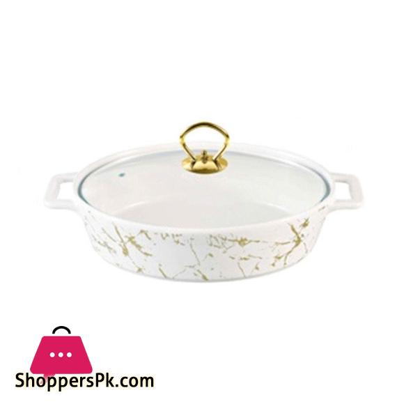 Brilliant Ceramic 12 Inch Oval Dish With Glass Lid