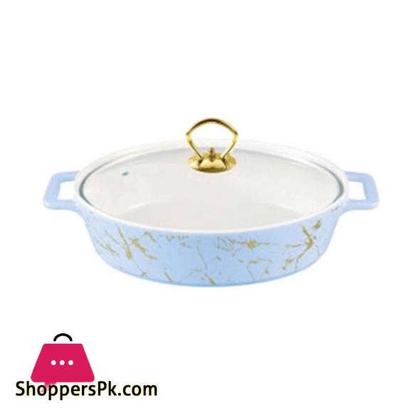 Brilliant Ceramic 14 Inch Oval Dish With Glass Lid