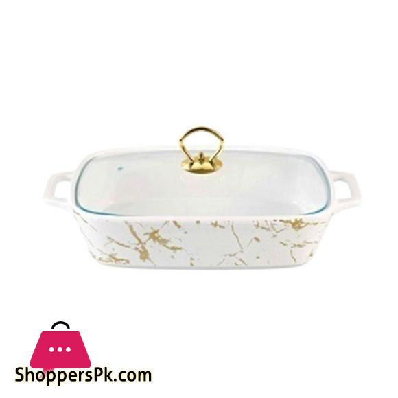 Brilliant Ceramic 12 Inch Rectangular Dish With Glass Lid