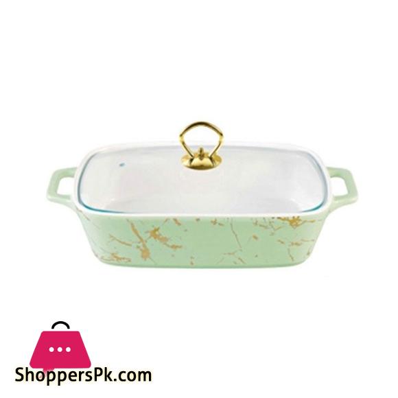 Brilliant Ceramic 12 Inch Rectangular Dish With Glass Lid