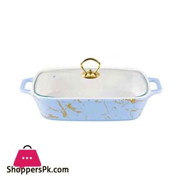 Brilliant Ceramic 12 Inch Rectangular Dish With Glass Lid