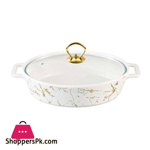 Brilliant Ceramic 14 Inch Oval Dish With Glass Lid