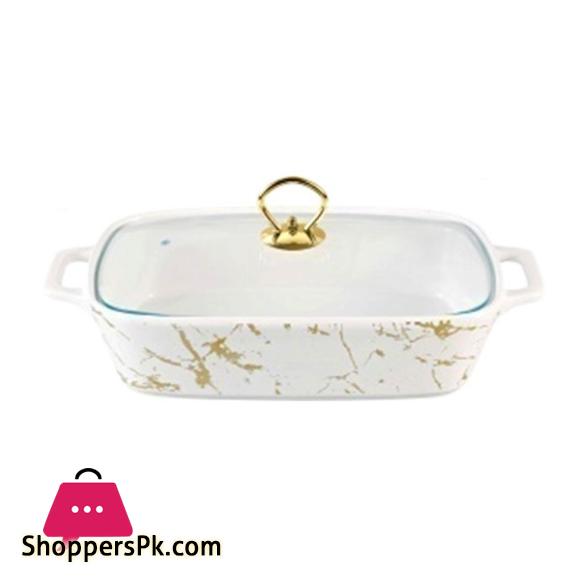 Brilliant Ceramic 14 Inch Rectangular Dish With Glass Lid