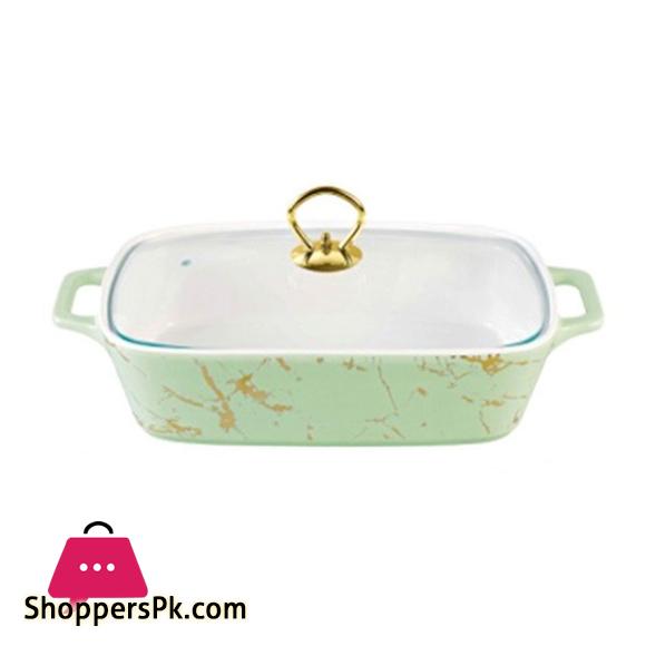 Brilliant Ceramic 14 Inch Rectangular Dish With Glass Lid