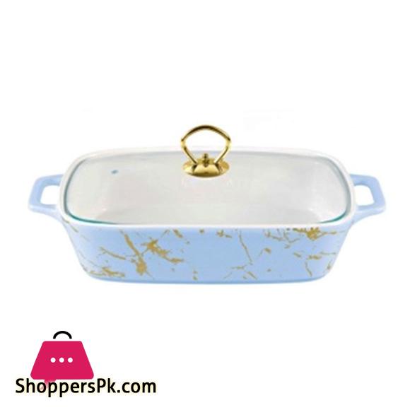 Brilliant Ceramic 14 Inch Rectangular Dish With Glass Lid
