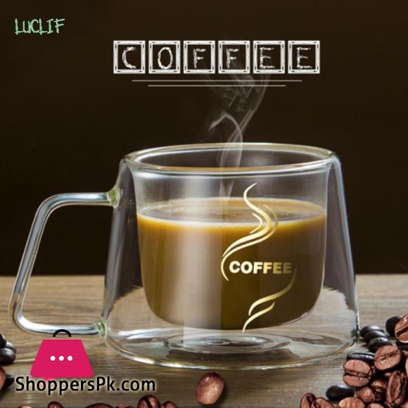 Coffee Mug Espresso Cup Thermal Glass Double Wall High Borosilicate Mugs - 200ML