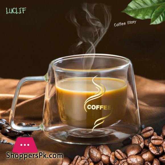 Coffee Mug Espresso Cup Thermal Glass Double Wall High Borosilicate Mugs - 200ML