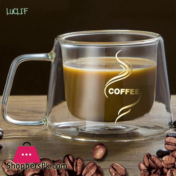 Coffee Mug Espresso Cup Thermal Glass Double Wall High Borosilicate Mugs - 200ML
