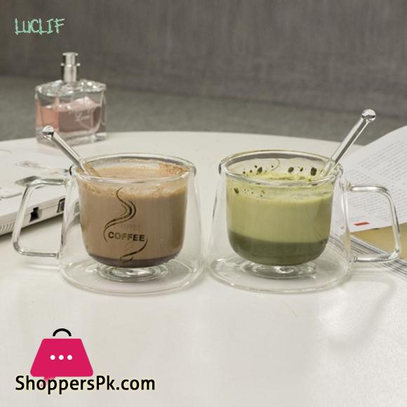 Coffee Mug Espresso Cup Thermal Glass Double Wall High Borosilicate Mugs - 200ML