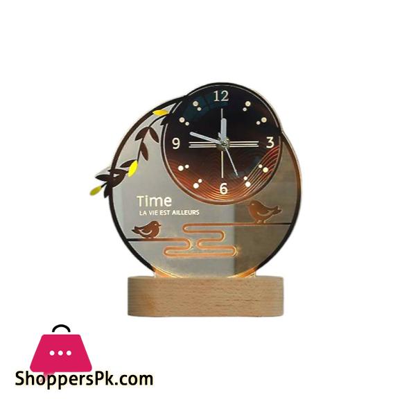 Creative Table Clock, Night Light Vintage Desk Watch, Home Decor Silent Usb Cable Living Room Office Desk Bedroom Mute Decoration Desk Clock With Lights