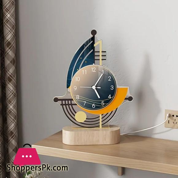 Creative Table Clock, Night Light Vintage Desk Watch, Home Decor Silent Usb Cable Living Room Office Desk Bedroom Mute Decoration Desk Clock With Lights