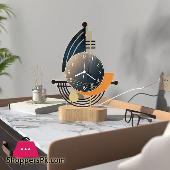 Creative Table Clock, Night Light Vintage Desk Watch, Home Decor Silent Usb Cable Living Room Office Desk Bedroom Mute Decoration Desk Clock With Lights