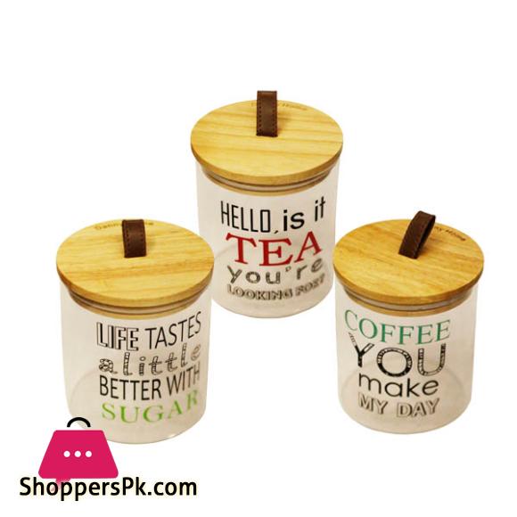Danny Home 3 Piece Glass Jar Set Sugar Tea Coffee