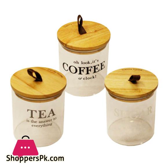 Danny Home 3 Piece Glass Jar Set Sugar Tea Coffee