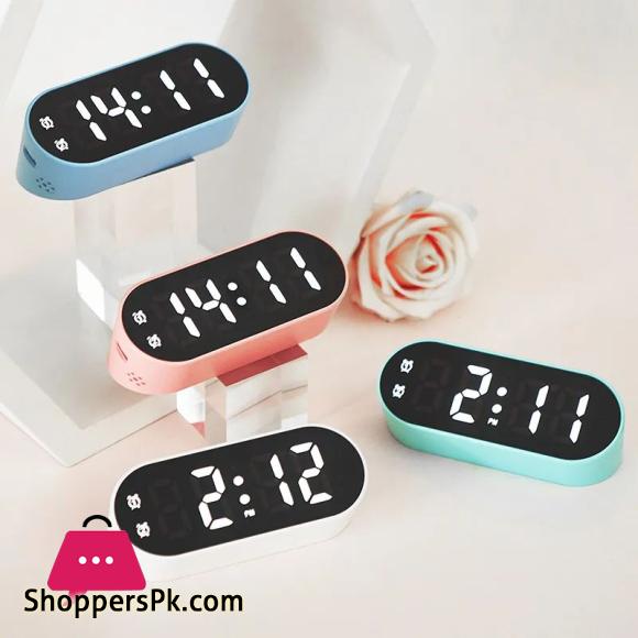 Electronic Digital Clock LED Alarm Clock Date Temperature Display Timing Countdown Stopwatch Student Snooze Clock 12/24H Candy Color