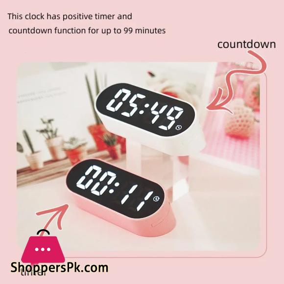 Electronic Digital Clock LED Alarm Clock Date Temperature Display Timing Countdown Stopwatch Student Snooze Clock 12/24H Candy Color