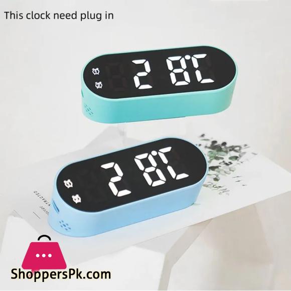 Electronic Digital Clock LED Alarm Clock Date Temperature Display Timing Countdown Stopwatch Student Snooze Clock 12/24H Candy Color