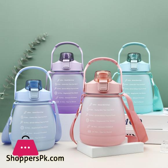 Gradient Color Plastic Water Bottle Outdoor Large-capacity Sports Water Bottle with 3D stickers