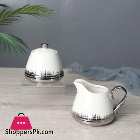 Milk Pot & Sugar Pot - Material Ceramic - Golden & Silver Milk Pot Sugar Pot Set