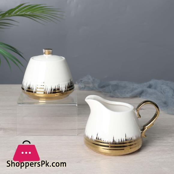 Milk Pot & Sugar Pot - Material Ceramic - Golden & Silver Milk Pot Sugar Pot Set
