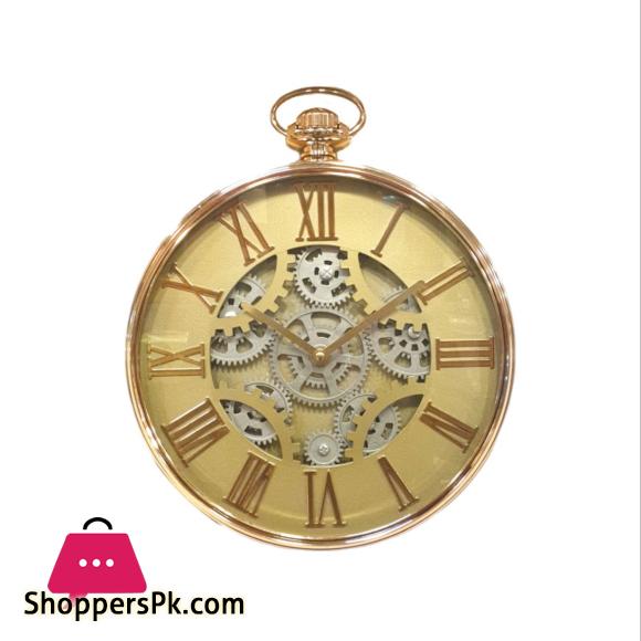 Modern Roman Numbers Wall Clock With Moving Gears Classic Design With Sweep Movement No Ticking Quartz Movement