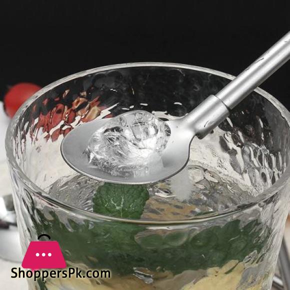 Pack of 6 Stainless Steel Drinking Spoon Straw Cocktail Straw & Spoon