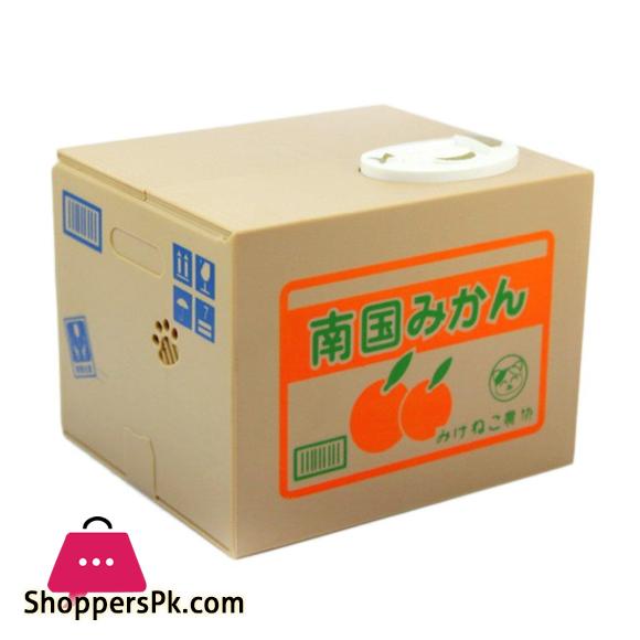 Piggy Bank Cat Steal Money Coin Saving Box Pot Case Battery Operated Gift White 14*7.5cm