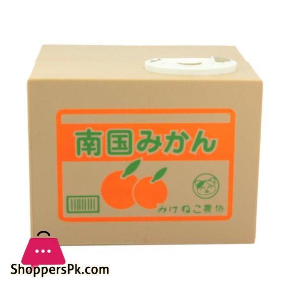 Piggy Bank Cat Steal Money Coin Saving Box Pot Case Battery Operated Gift White 14*7.5cm