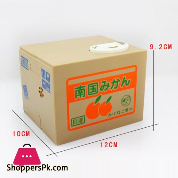 Piggy Bank Cat Steal Money Coin Saving Box Pot Case Battery Operated Gift White 14*7.5cm
