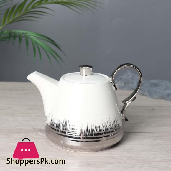 Royal Elegant Tea Pot - Material Ceramic - Golden & Silver Touch Stylish Tea Pot