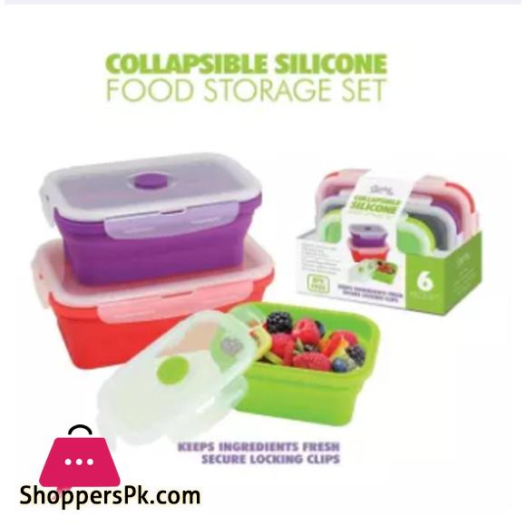 Silicone Collapsible Food Storage Containers with BPA Free Airtight Plastic Lids