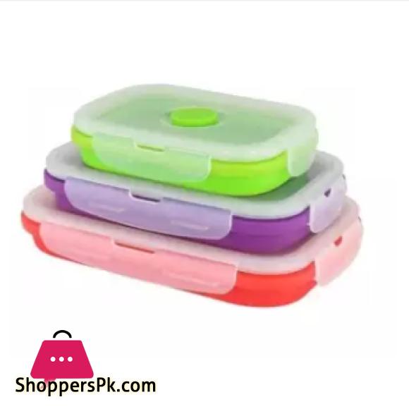 Silicone Collapsible Food Storage Containers with BPA Free Airtight Plastic Lids