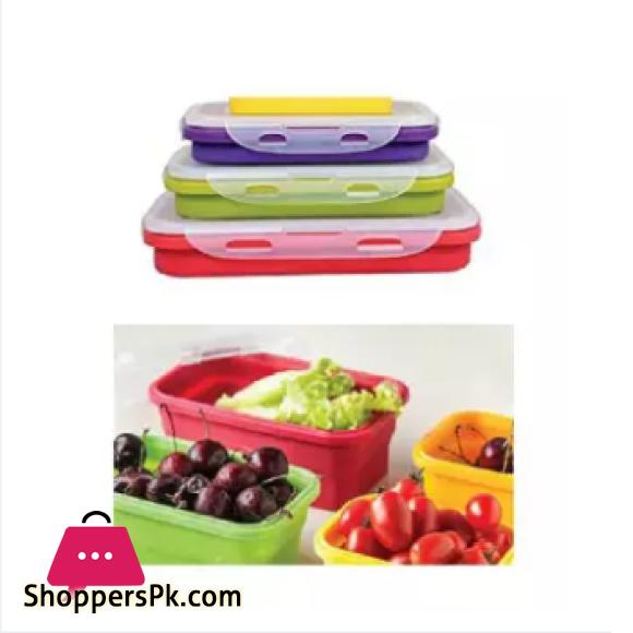 Silicone Collapsible Food Storage Containers with BPA Free Airtight Plastic Lids