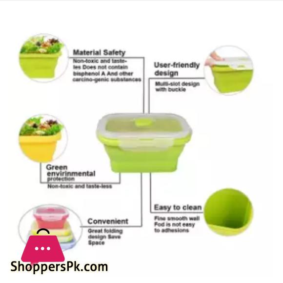 Silicone Collapsible Food Storage Containers with BPA Free Airtight Plastic Lids