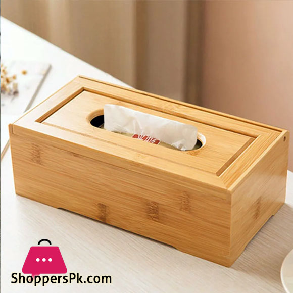 Bamboo Wood Tissue Box for Home Living Room Bedroom