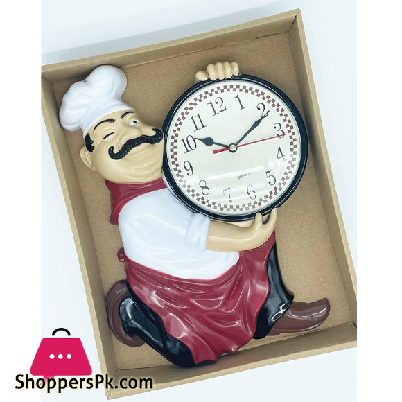 Chef Decorative Wall Mounted Clock for Kitchen Dinning Hall Restaurant Cafe