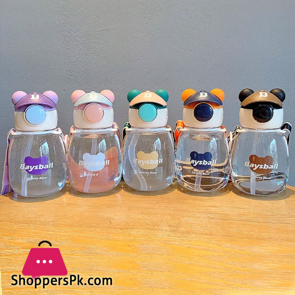 Cute Bear Water Bottle for School 650ML Transparent