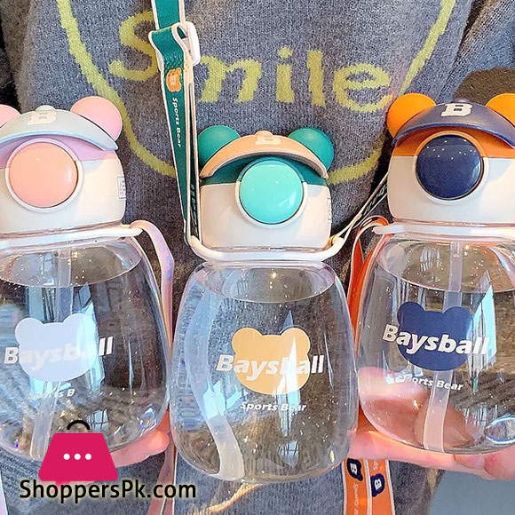 Cute Bear Water Bottle for School 650ML Transparent