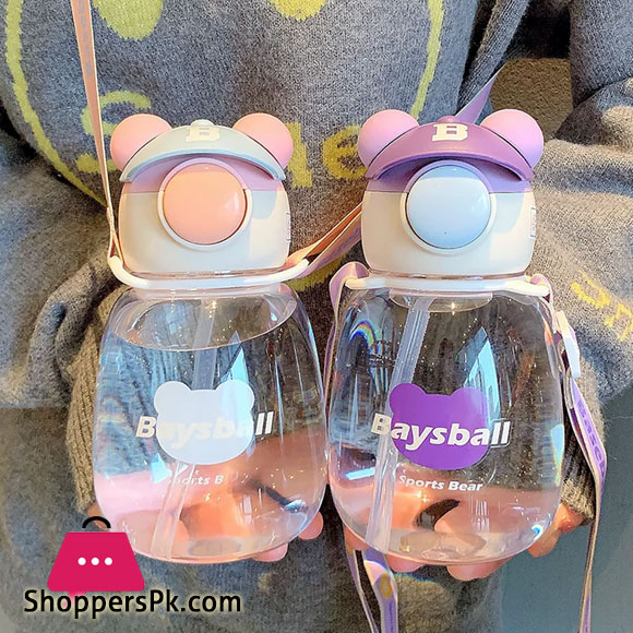 Cute Bear Water Bottle for School 650ML Transparent