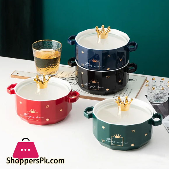 Cute Nordic Noodle Bowl Ceramic Covered