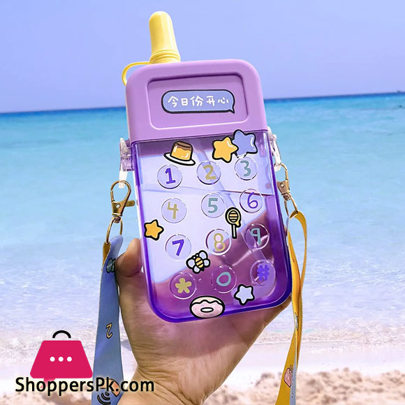 Cute Water Bottles with Straws Mobile Phone Travel Cup 2201