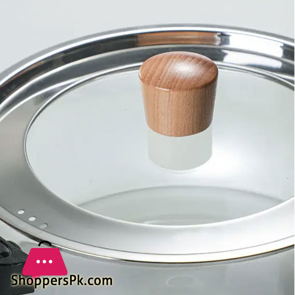 Borosilicate Glass Casserole Cooking Pot with Wooden handle Pyrex Glass Fireproof 2.5Liter