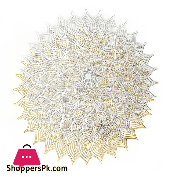 Gold Sunflower Coasters Luxury PVC Placemats for Table Hotel Soft Insulation Pads Round Placemat Wedding Christmas Home Decor