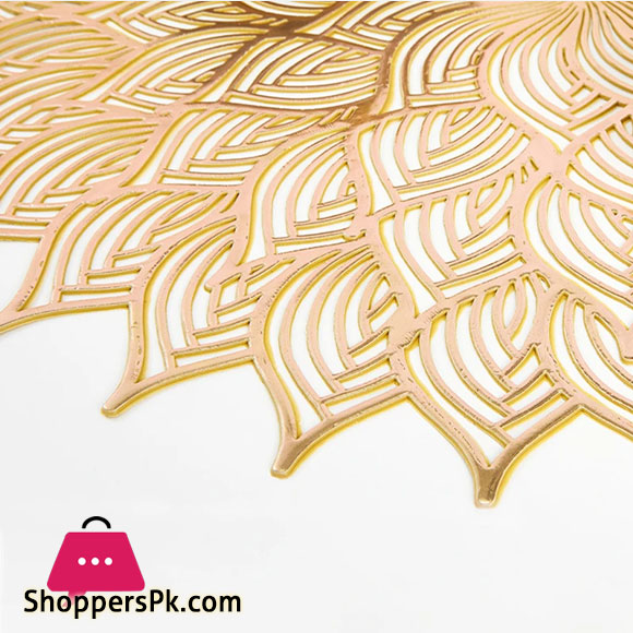 Gold Sunflower Coasters Luxury PVC Placemats for Table Hotel Soft Insulation Pads Round Placemat Wedding Christmas Home Decor