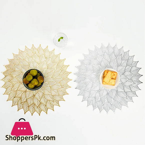 Gold Sunflower Coasters Luxury PVC Placemats for Table Hotel Soft Insulation Pads Round Placemat Wedding Christmas Home Decor
