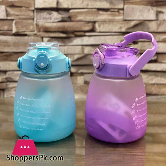 Gradient Color Plastic Water Bottle Outdoor Large-capacity Sports Water Bottle with 3D stickers