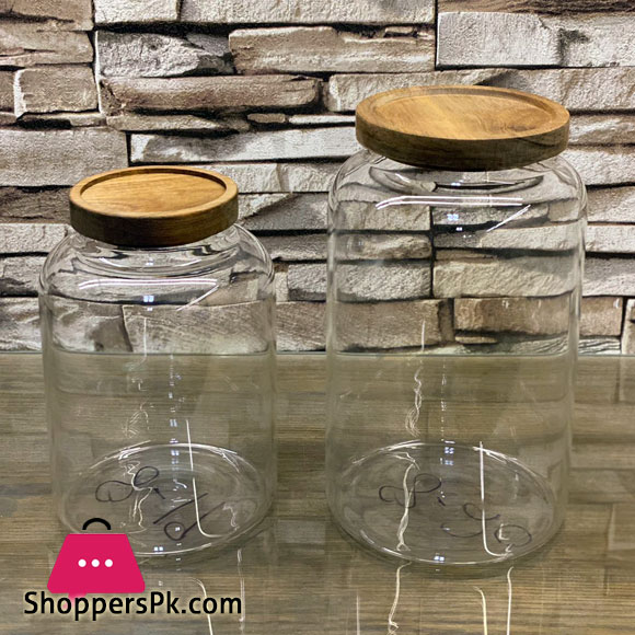 Kitchen Storage Airtight Jars Canister With Wooden Lid 1000ml