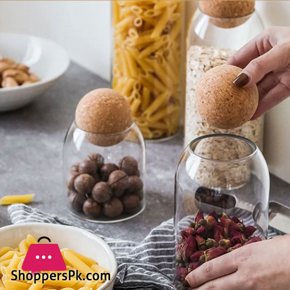 Lead-Free Glass Jar 4 Pieces Cork Ball Jar Set