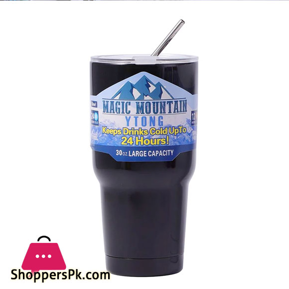 Magic Stainless Steel Thermos Cup with Straw, Iced Coffee, Vacuum Insulated Bottle, Car Travel, Outdoor Mountain Cup, Clicks