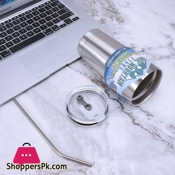 Magic Stainless Steel Thermos Cup with Straw, Iced Coffee, Vacuum Insulated Bottle, Car Travel, Outdoor Mountain Cup, Clicks